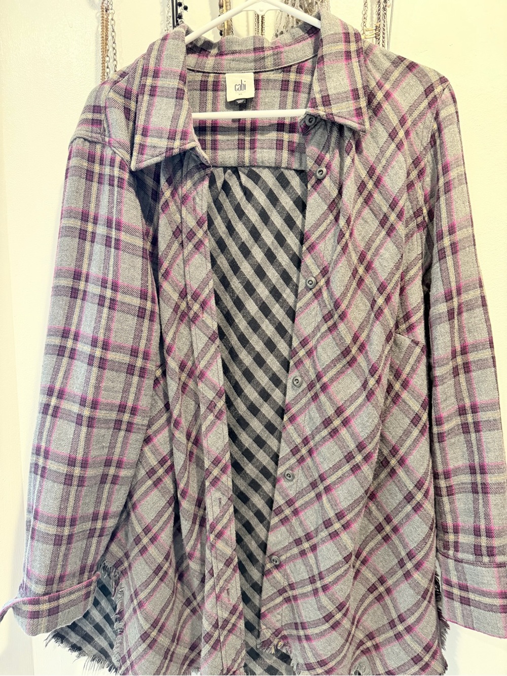 Cabi Highland Flannel cozy shirt shacket